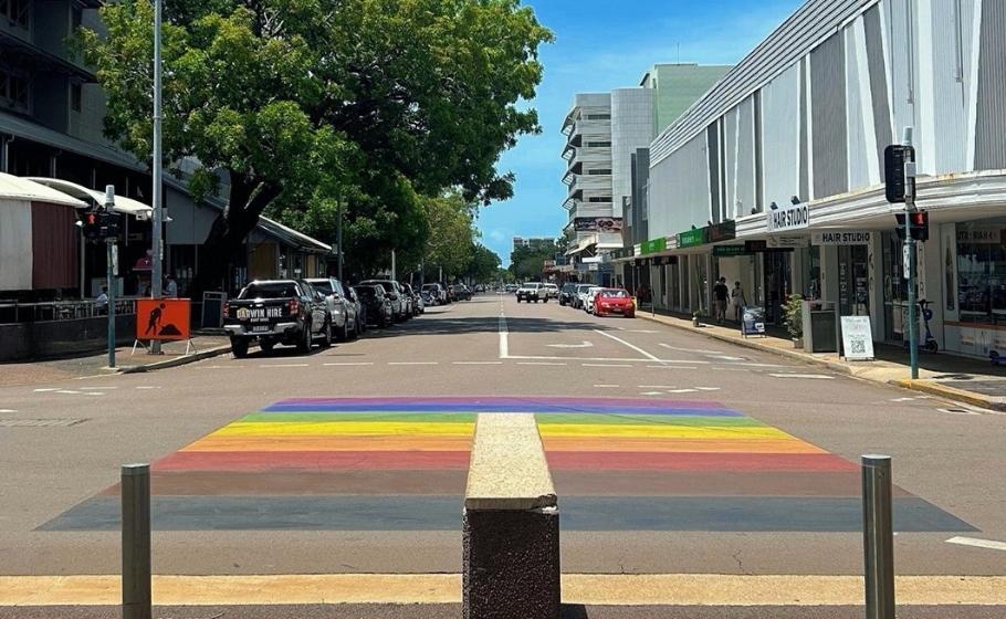 Rainbow crossing in Darwin CBD