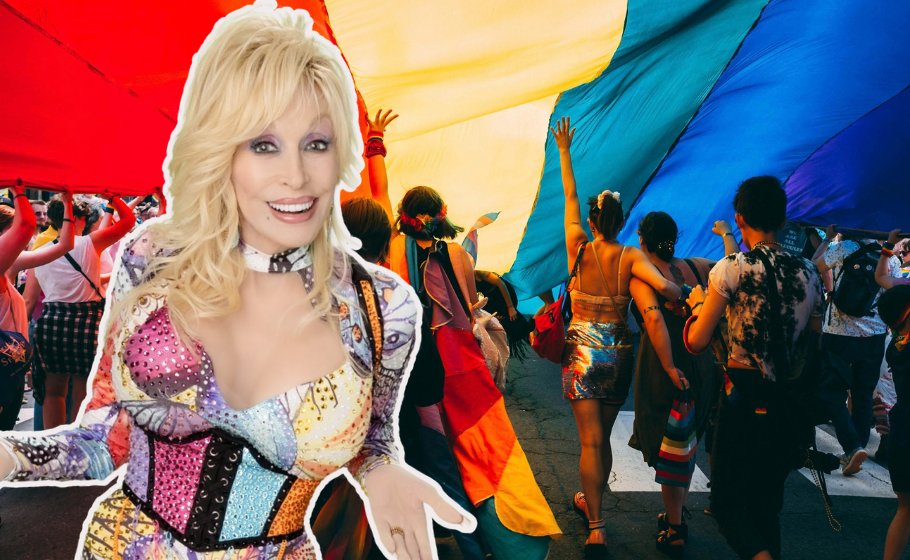Children under a rainbow flag and Dolly Parton/ Source: Instagram/Upsplash by Mercedes Mehling