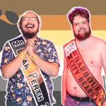 Composite Image: Mr Bear Perth 2026 and Mr Harbour City Bear 2026 behind the bear flag
