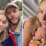 Lou Keck and Mitch Brown welcome their first child, Cosmo June Brown