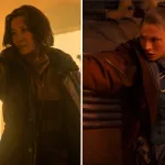 Michelle Yeoh (left) and Hunter Schafer (right) on set of Blade Runner 2099